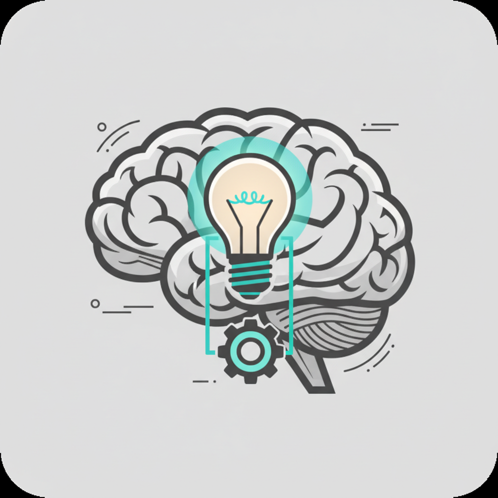 Brain with lightbulb illustration representing the ability to think and learn