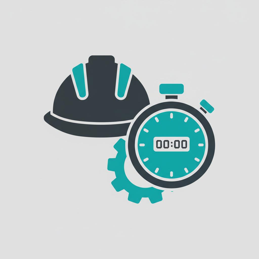 Hard hat and stopwatch illustration representing work ethic