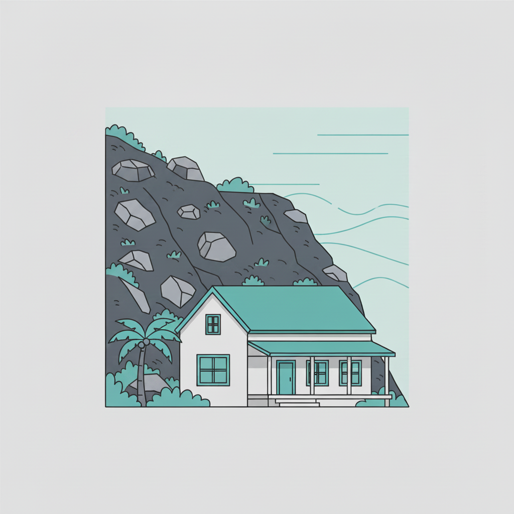 Illustration of a residential home on a slope